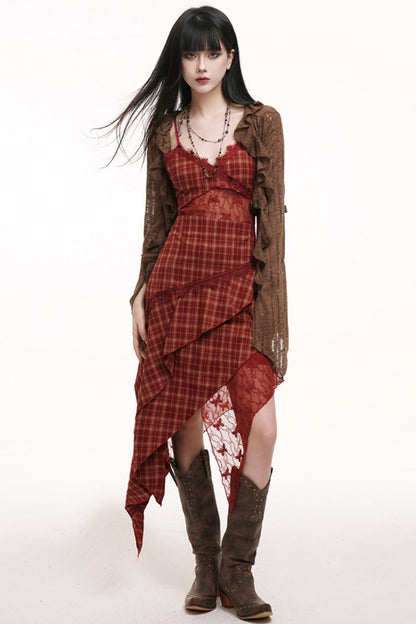 Pink Plaid Halter Dress