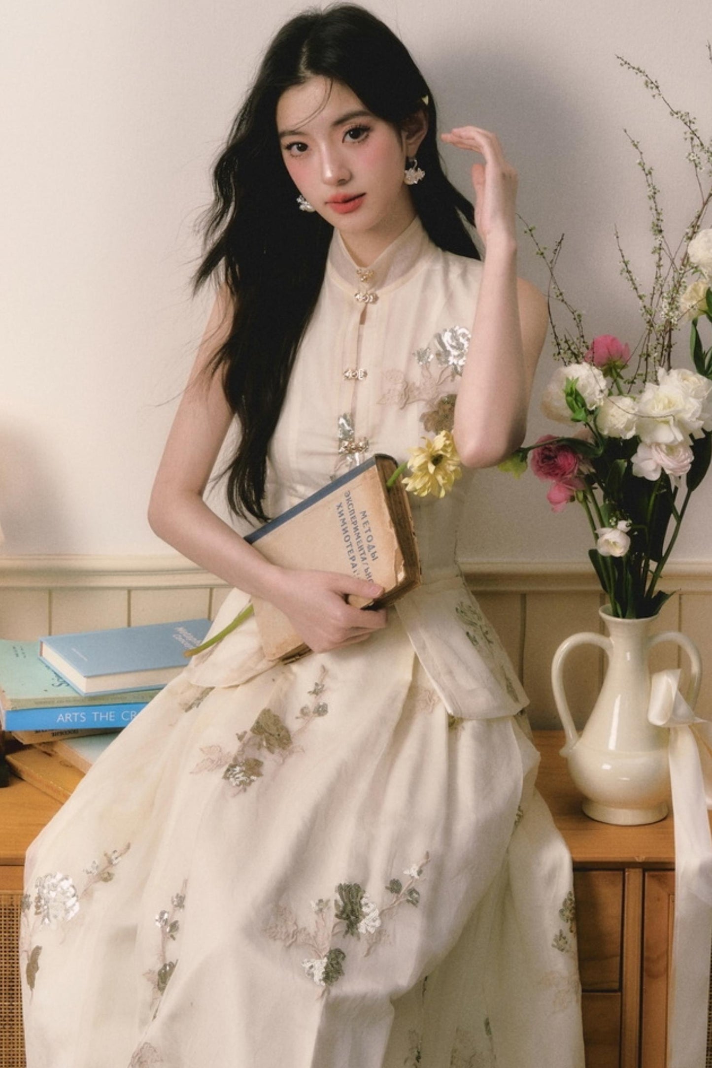 Sequin Embroidered Chinese Skirt