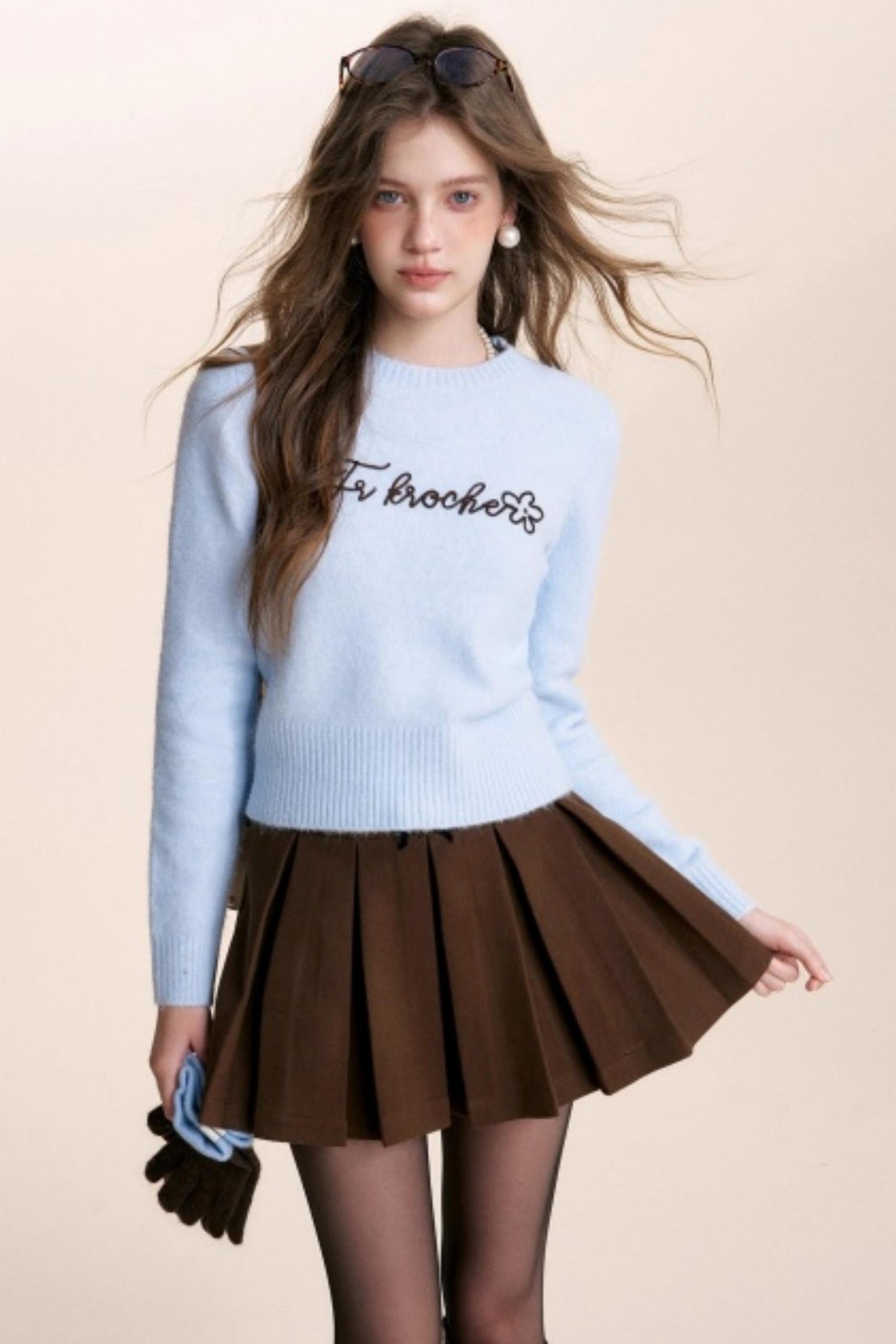 Plaid Flocked Bow Skirt