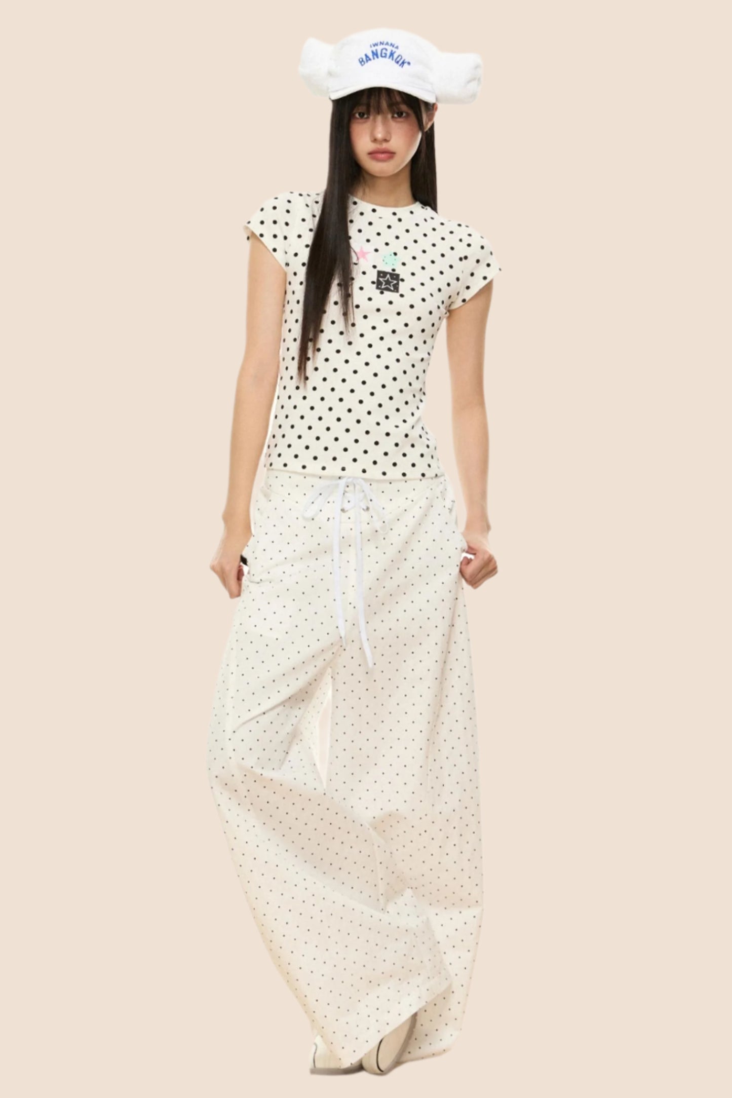 Polka Dot Wide-Leg Pants
