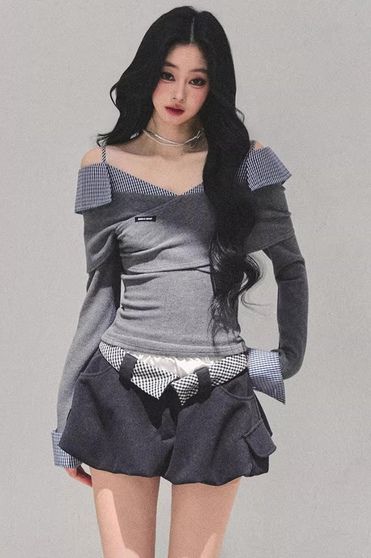 Dreams Interwoven Plaid Top