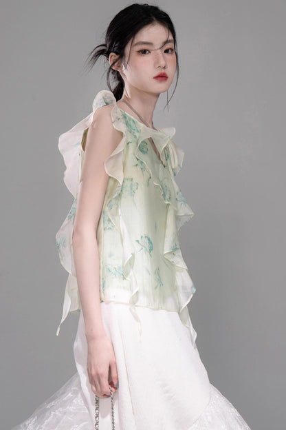 Qingbo Leaf Chiffon Shirt