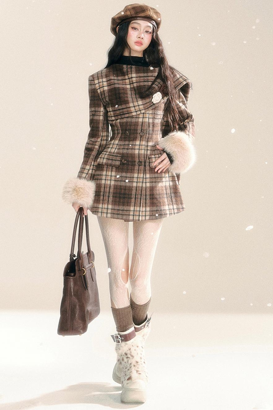 Korean Checked Woolen Jacket