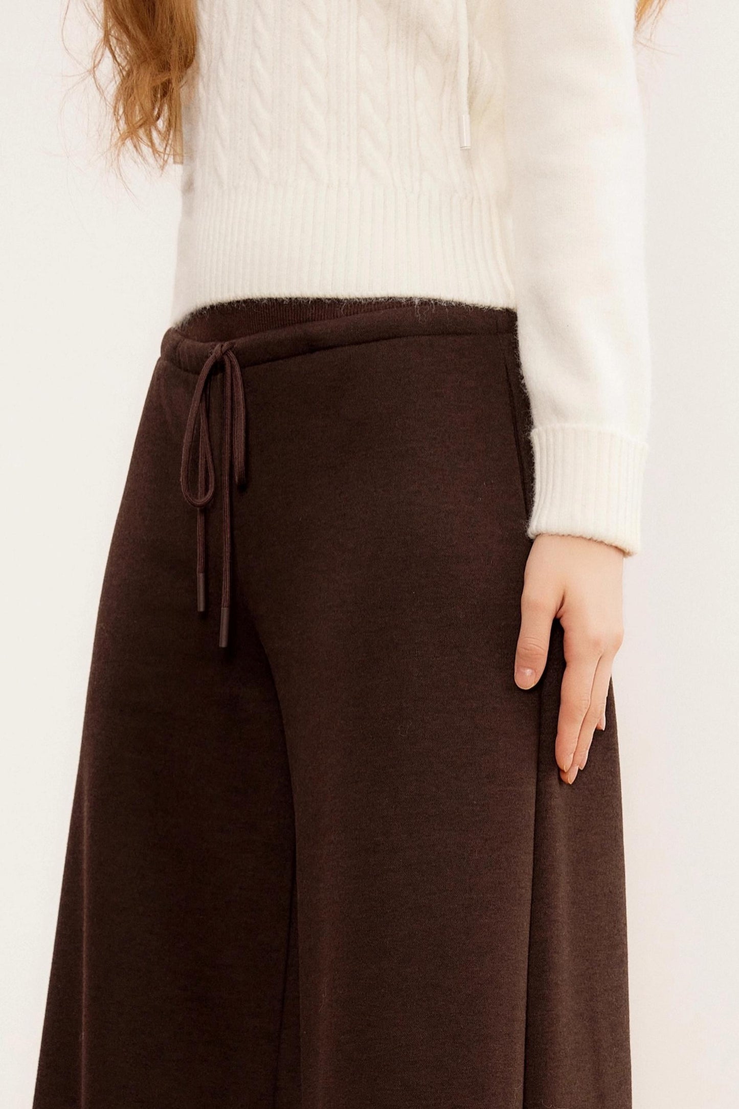 Wool Knit Wide-Leg Pants