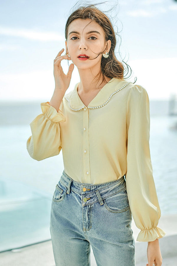 Lady Chiffon Bubble Long Sleeve Shirt