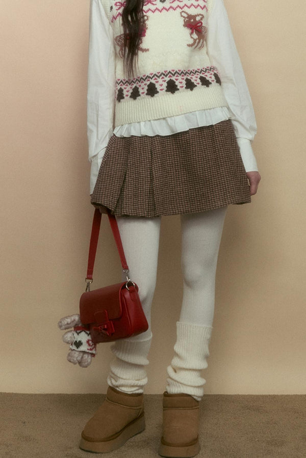 클래식 다크 그레이 하운드투스 스커트 