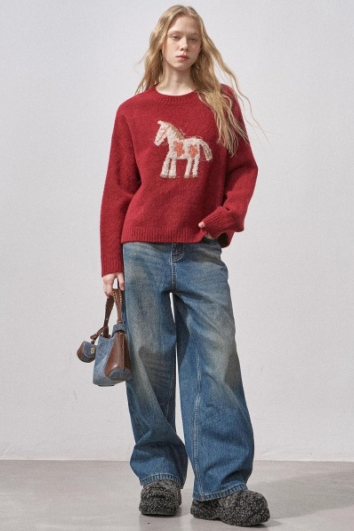 Floral Pony Festive Sweater