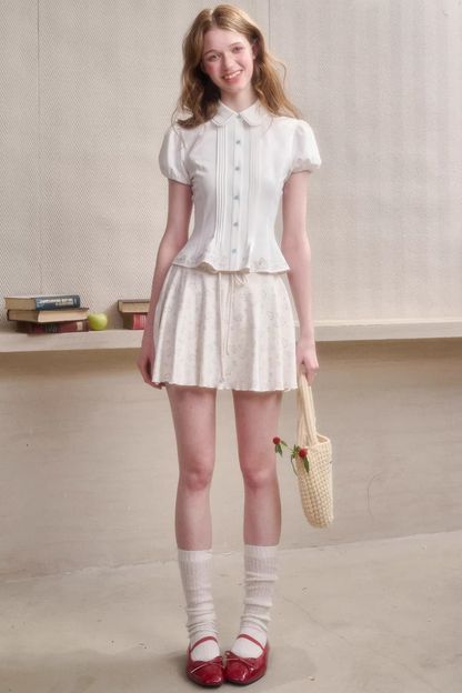 Handmade Embroidered Doll Collar Blouse