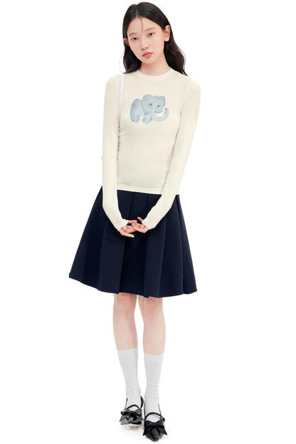 Round Neck Straight Shoulder Top