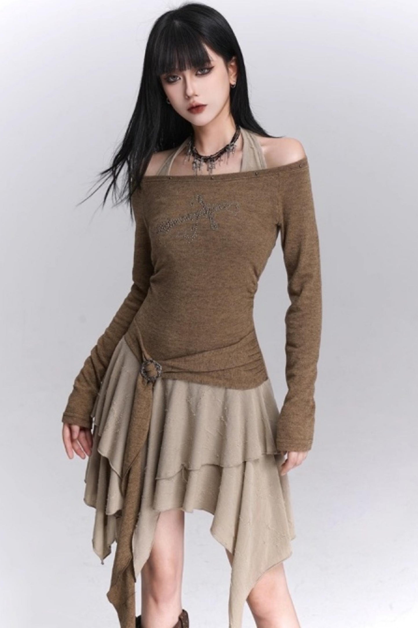 Halter Neck Off-Shoulder Dress