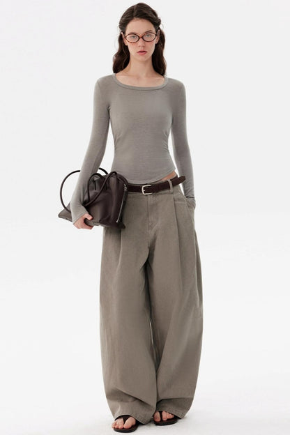 Tencel Wool Crew Neck Top