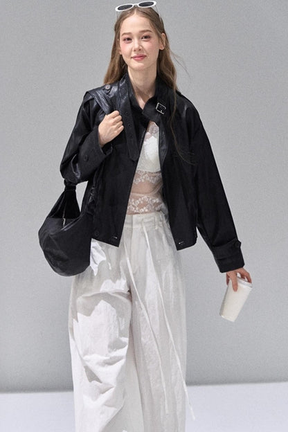 Black Leather Short Jacket