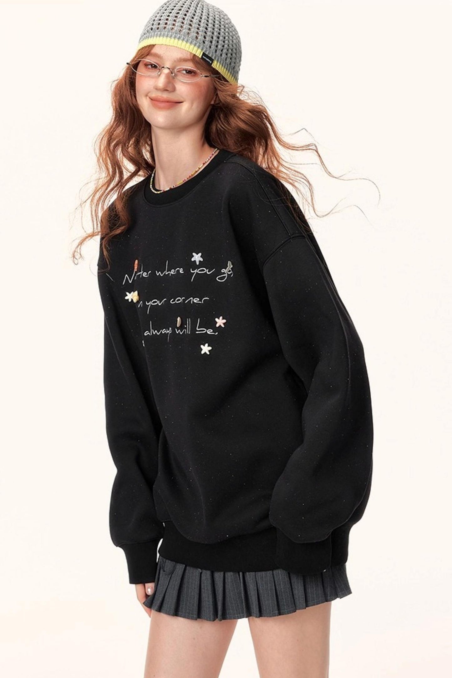 Letter Embroidered Winter Sweater