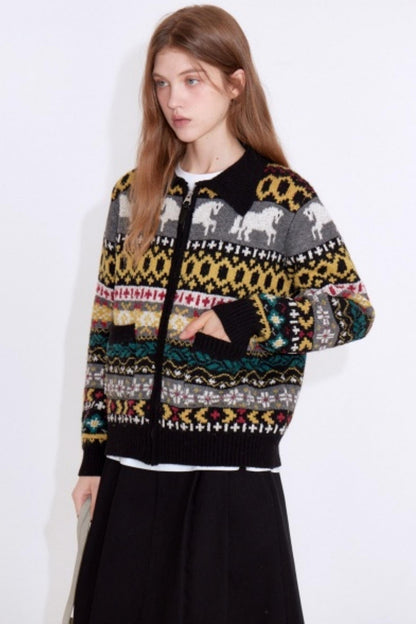 Textured Little Horse Cardigan