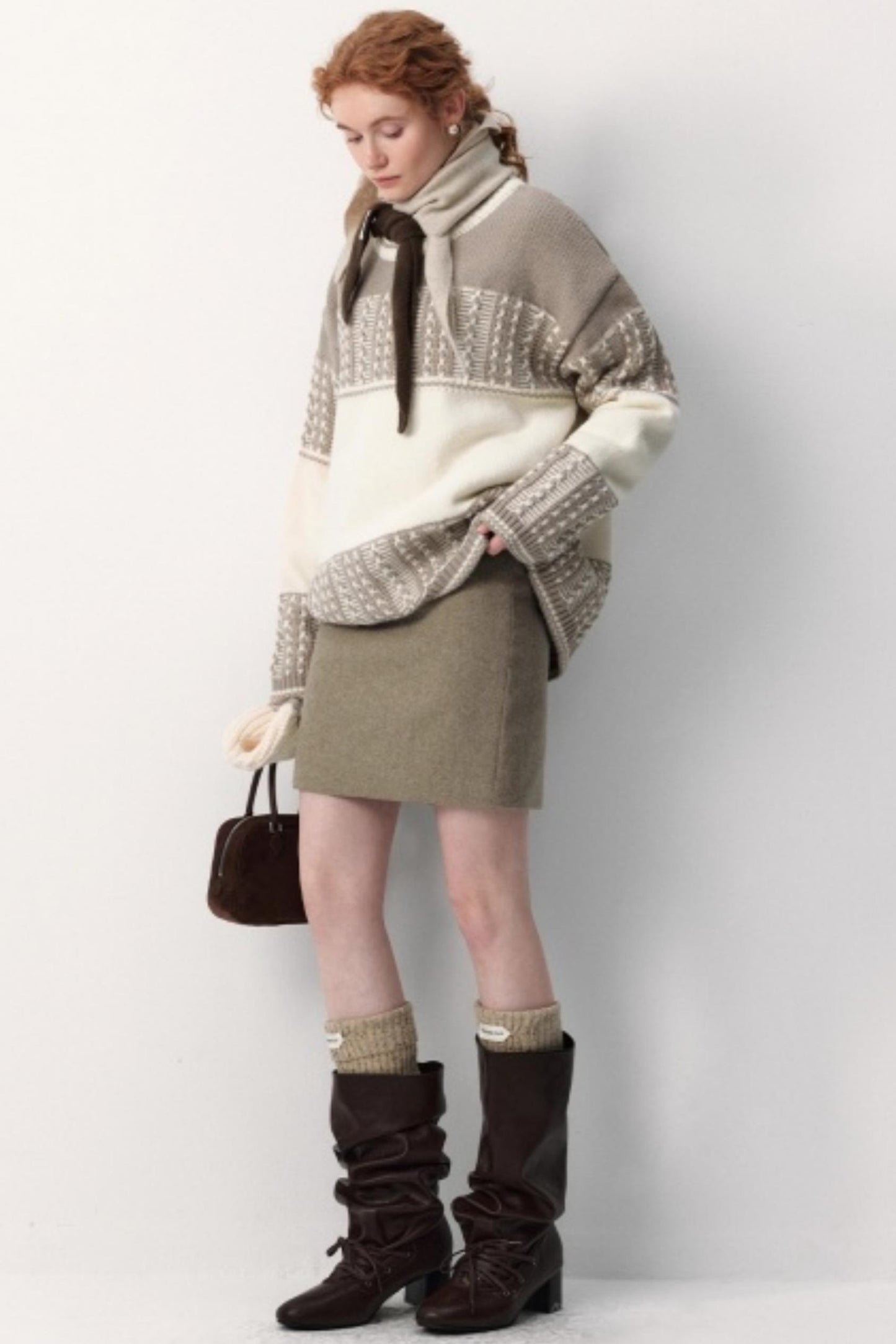 Fair Isle Retro Color-Blocked Sweater