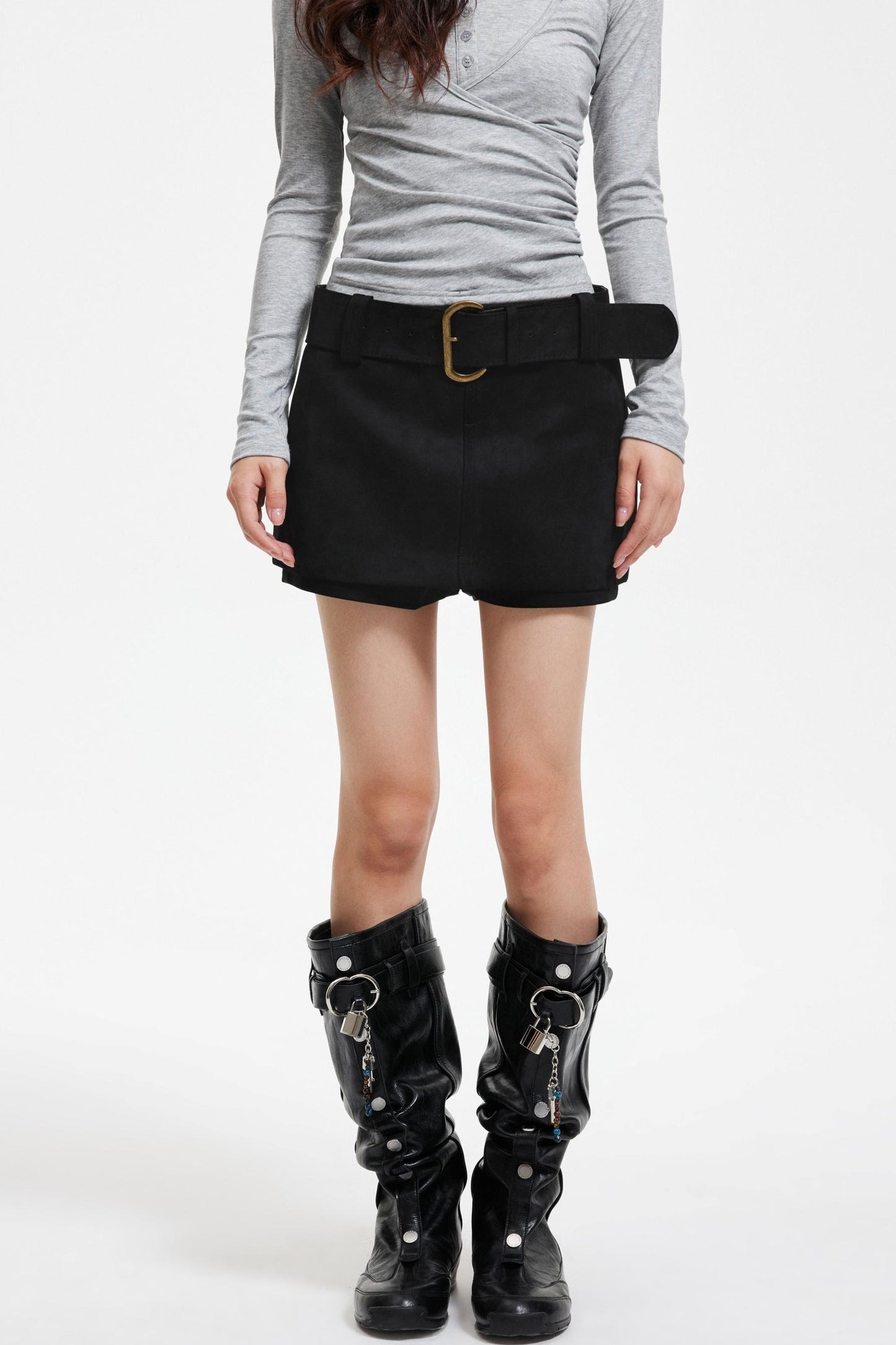 Retro Imitation Suede Skirt