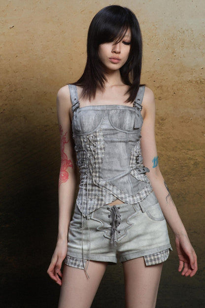 Tight Check Crop Top