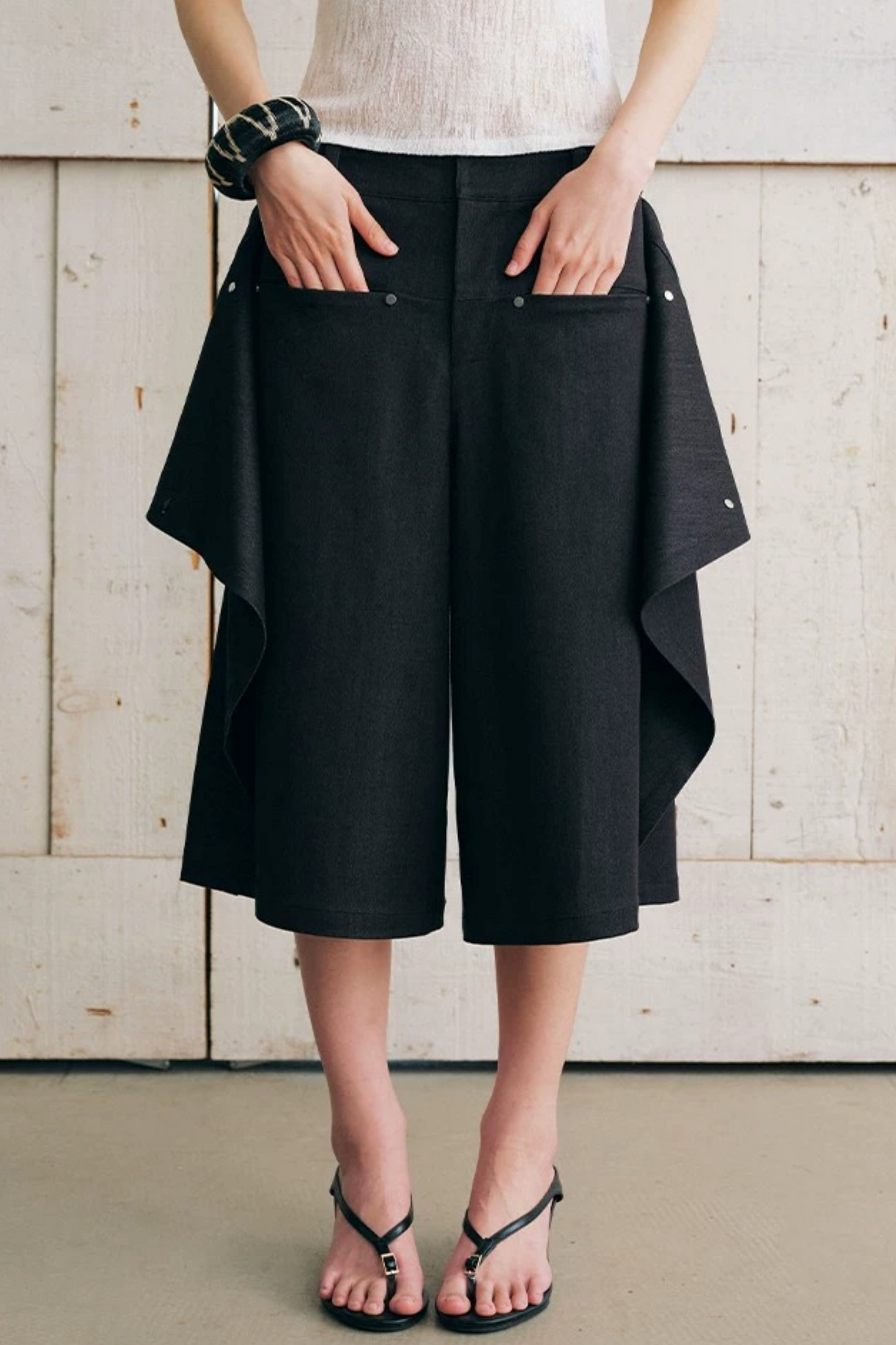 Asymmetrical Overlap Fake Two-Piece Shorts