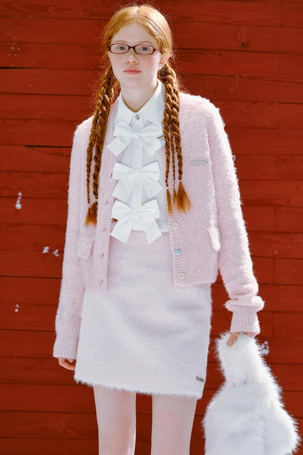 니트 짧은 가디건 