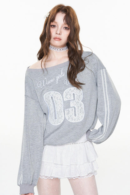 One-Shoulder Slouchy Ballet Sweatshirt