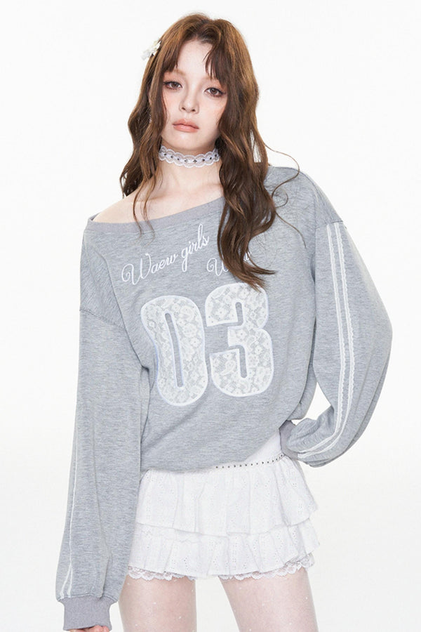 One-Shoulder Slouchy Ballet Sweatshirt