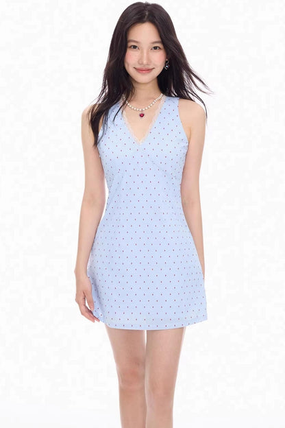 Lace-Trimmed V-Neck Dress