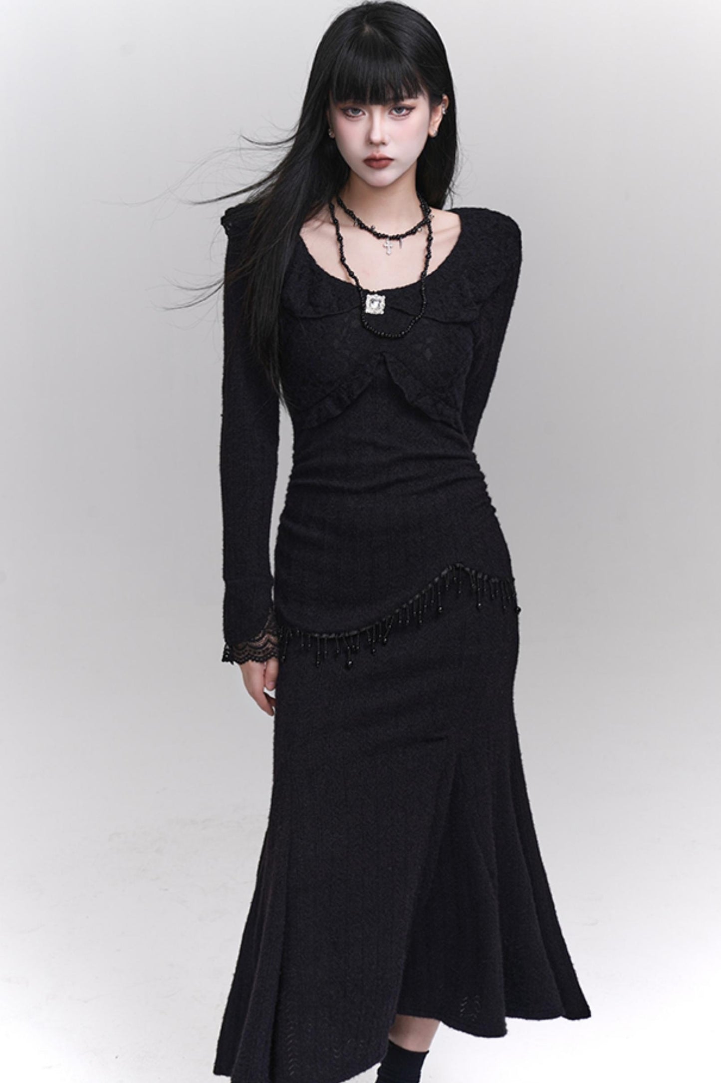 Long Black Knit Dress