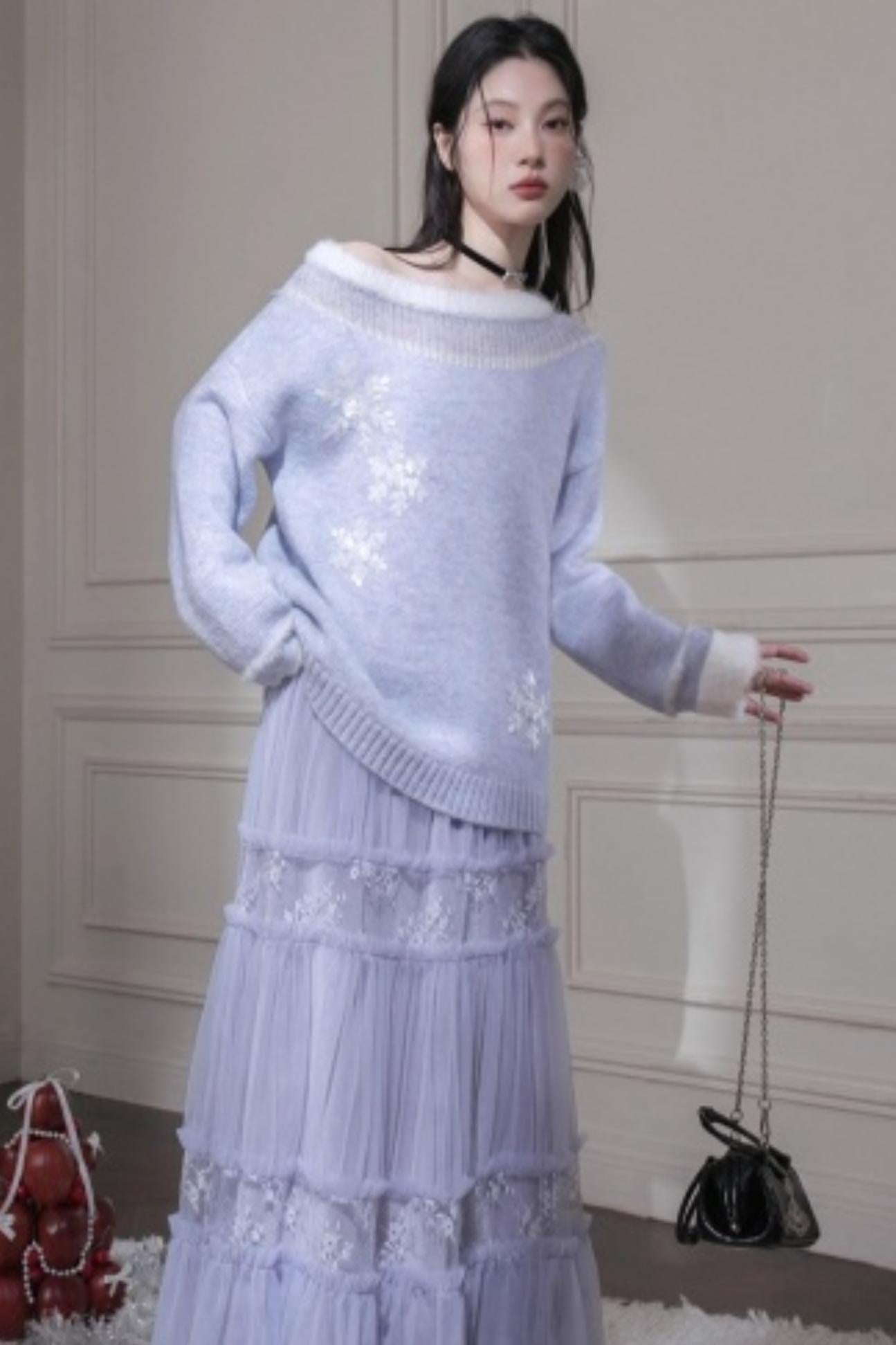 Snowflake Sequin Pullover Sweater