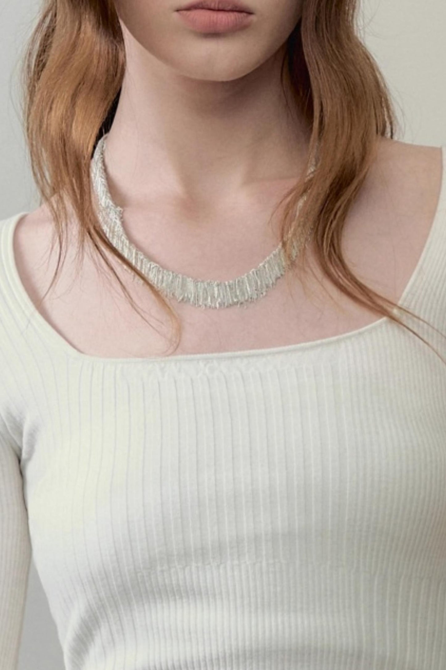 Patchwork Square Collar Knit Top