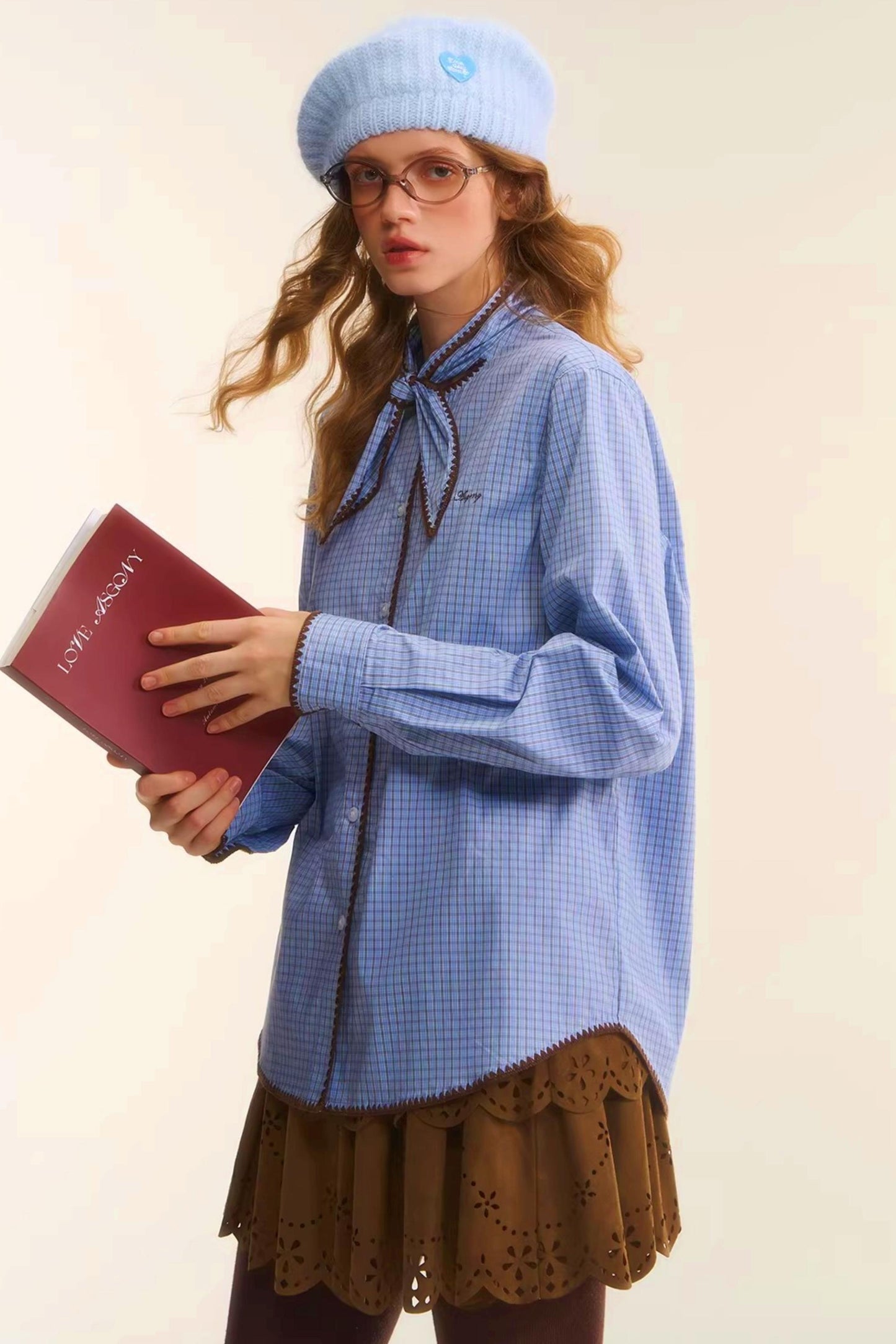 Retro Plaid Embroidery Shirt