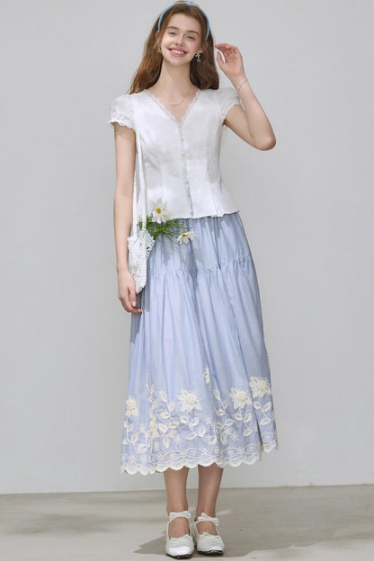 White V-Neck Slimming Shirt