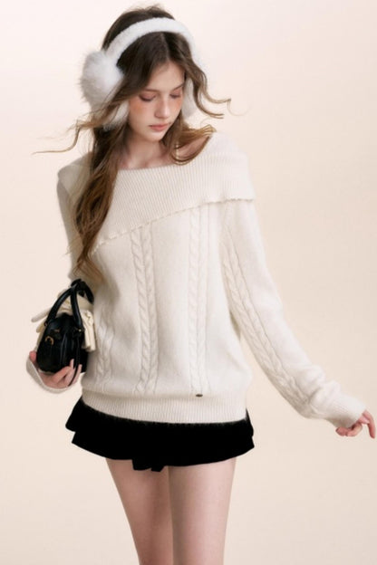 Velvet Pearl One-Shoulder Sweater