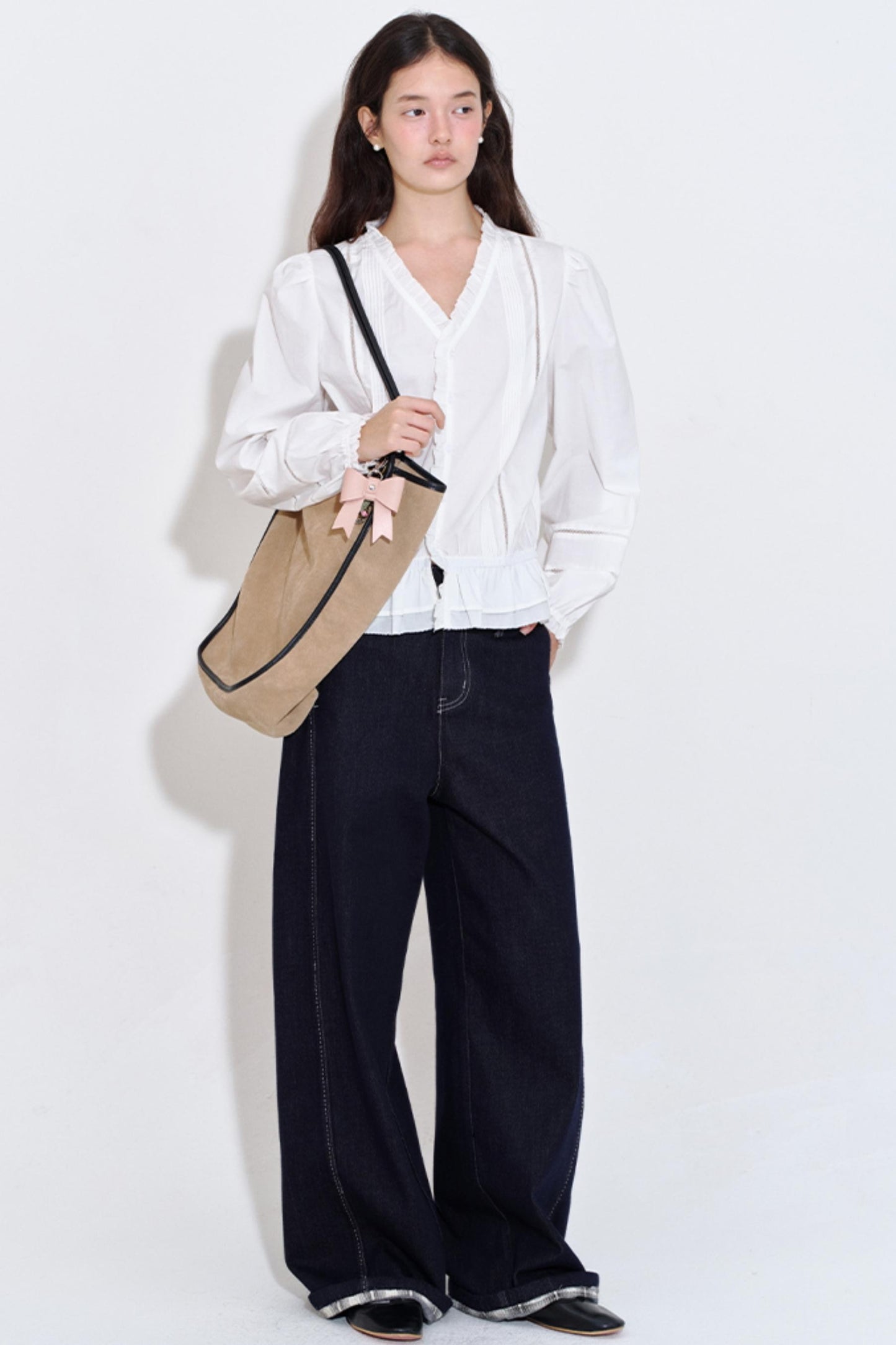 Textured Plaid Patchwork Jeans Pants