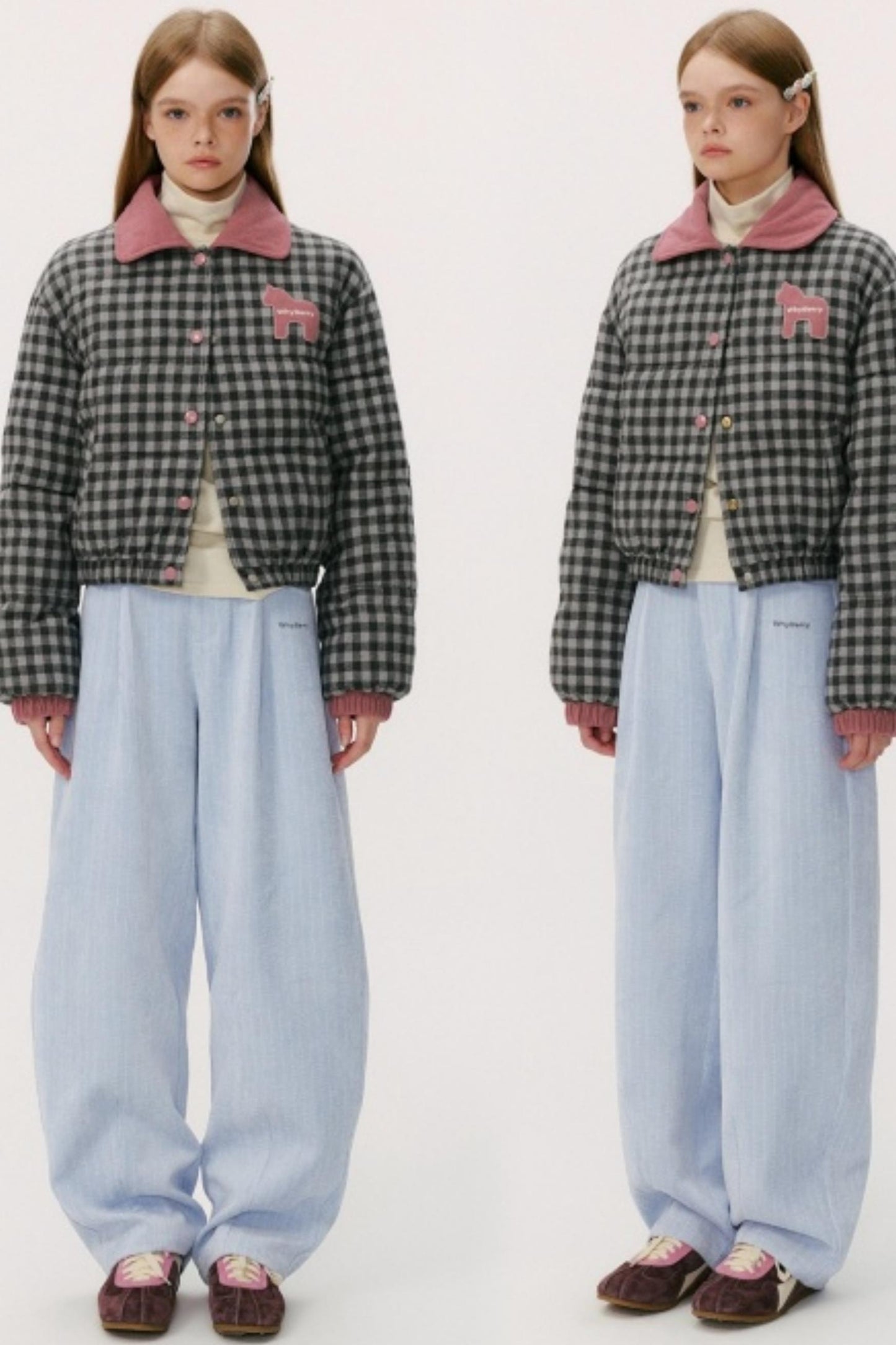 Contrast Plaid Bread Jacket