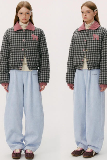 Contrast Plaid Bread Jacket