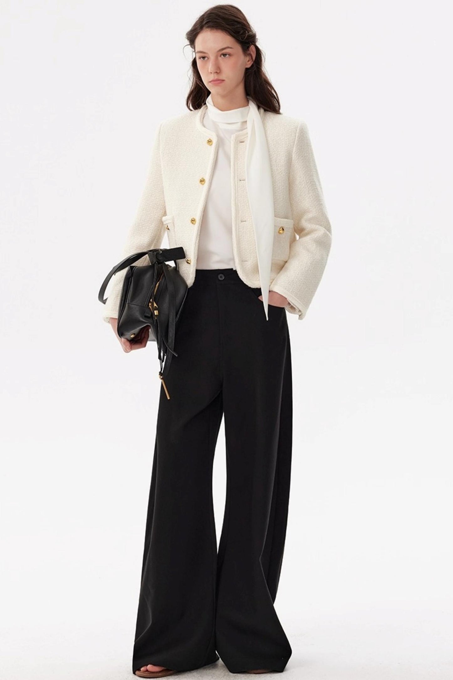 French Style Wool Tweed Top Coat