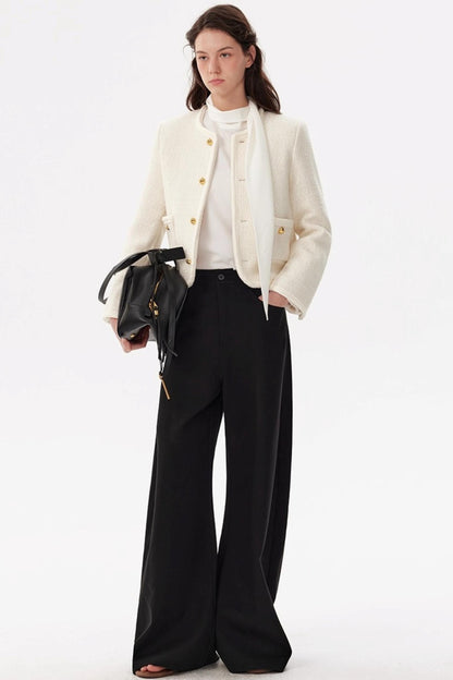 French Style Wool Tweed Top Coat