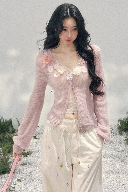 Spring Soft Breeze Floral Sweater Set-Up