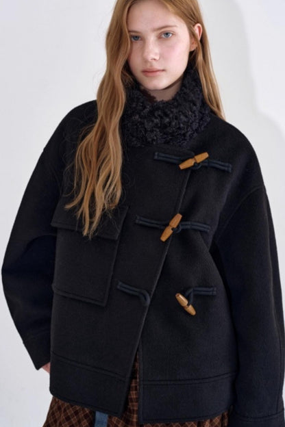 Wool Blend Fur Collar Coat