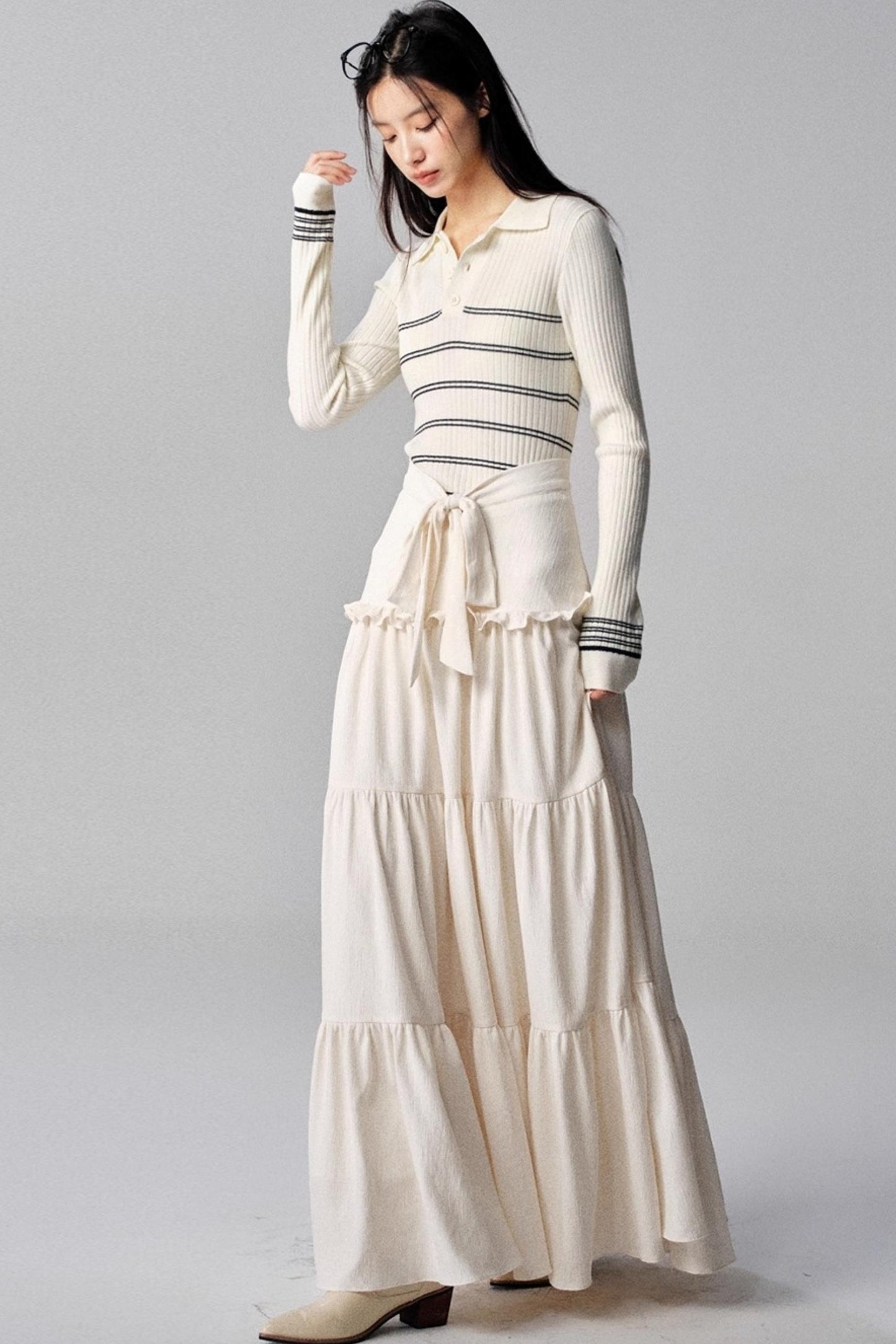 Seas Current Mood Striped Knit Sweater Top