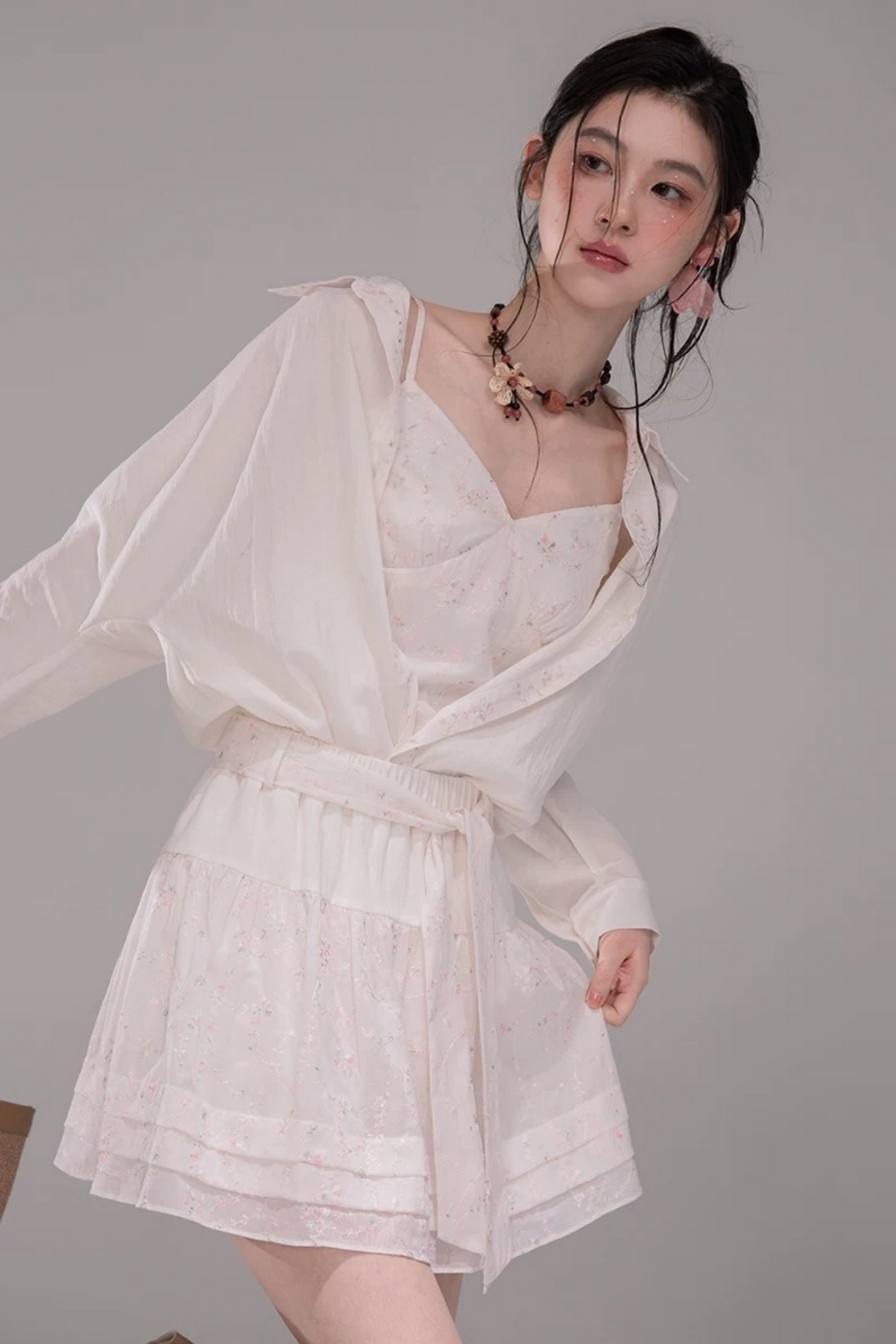 Completo Camicia e Gonna Ricamata in Lyocell