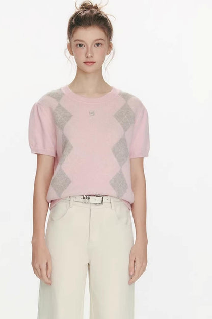 Gestepptes Strickoberteil mit Twilight-Blumenmuster