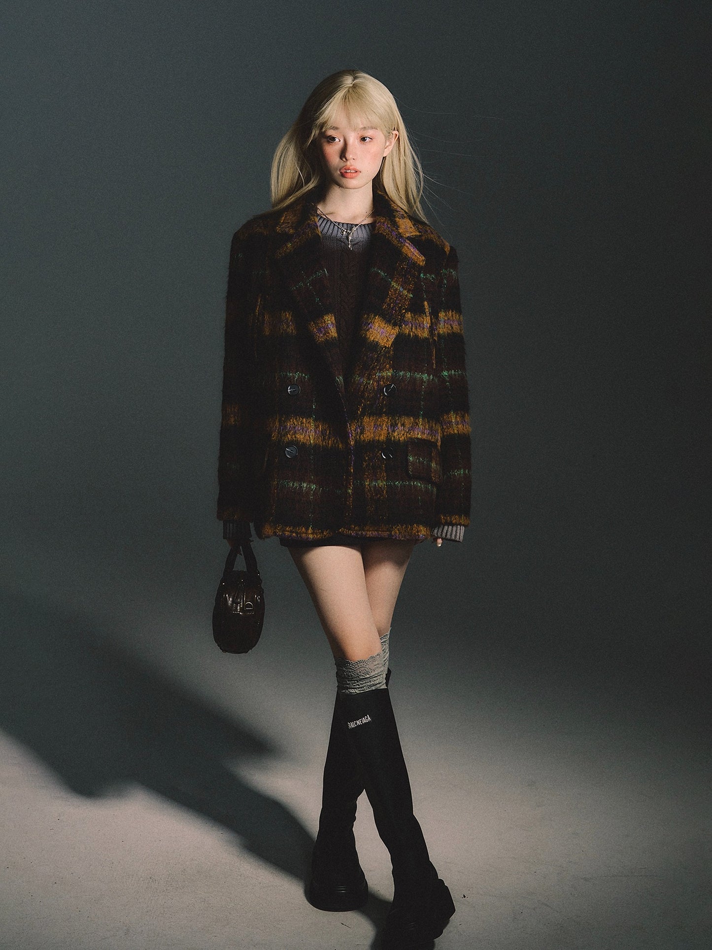 vintage plaid tweed coat