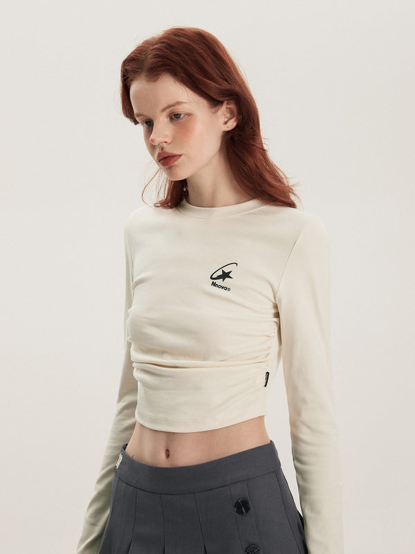 American vintage cropped long-sleeved top