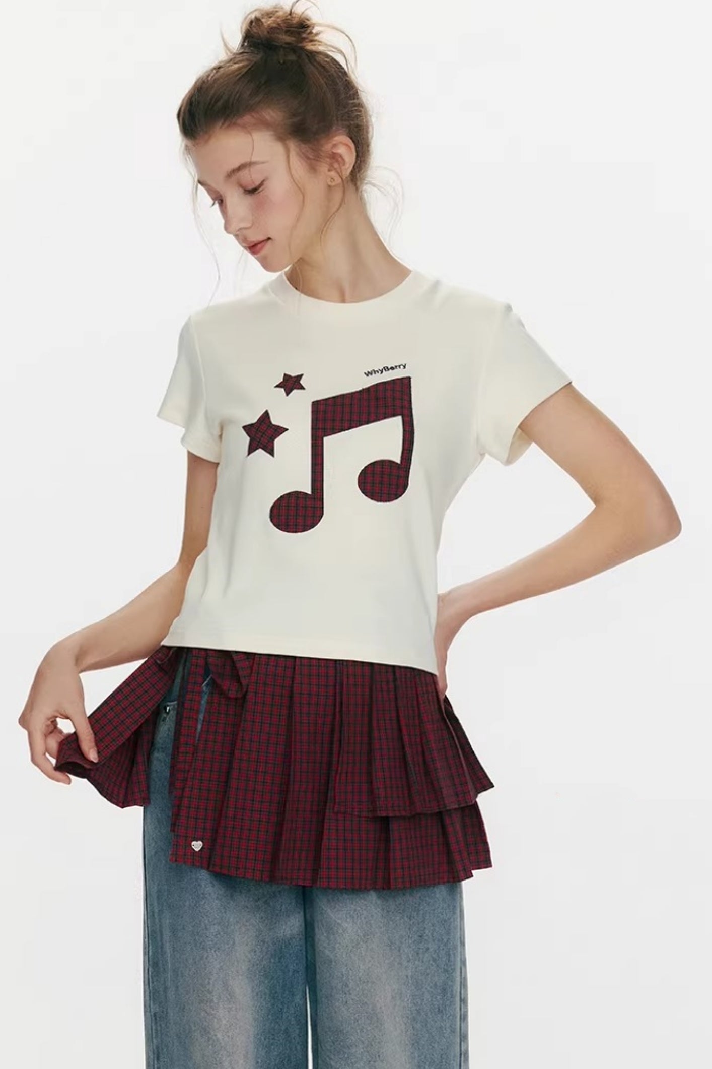 Kurzärmeliges Oberteil mit Notenprint