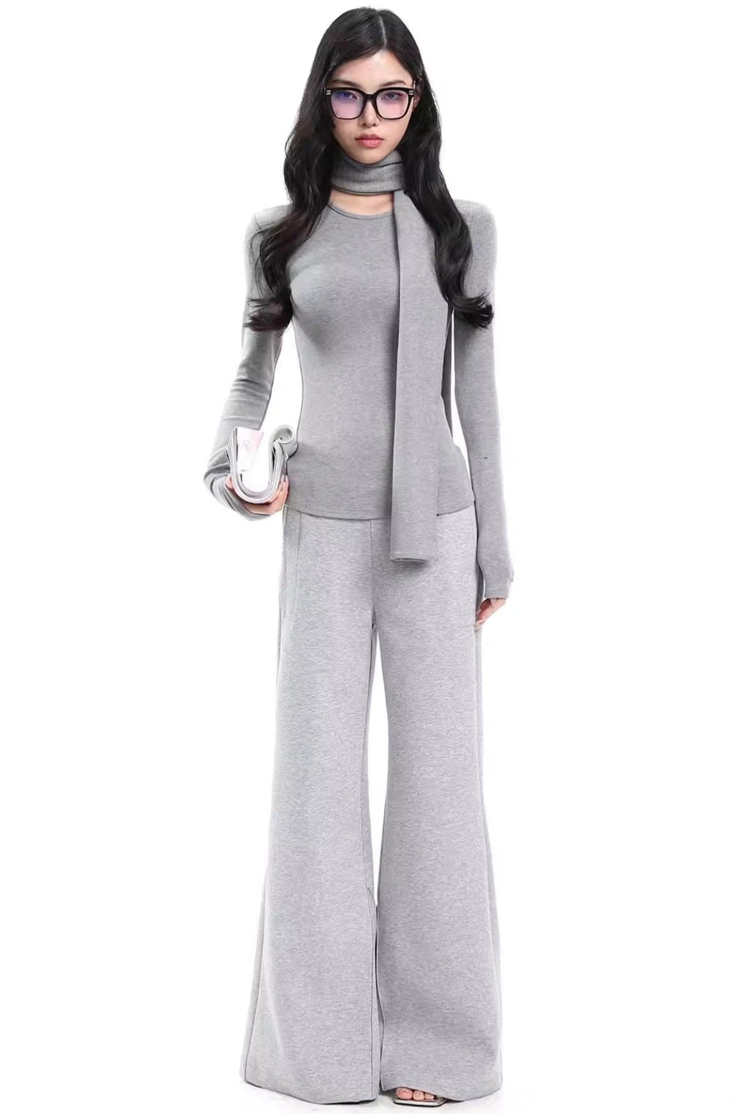 Retro Gray Flared Pants