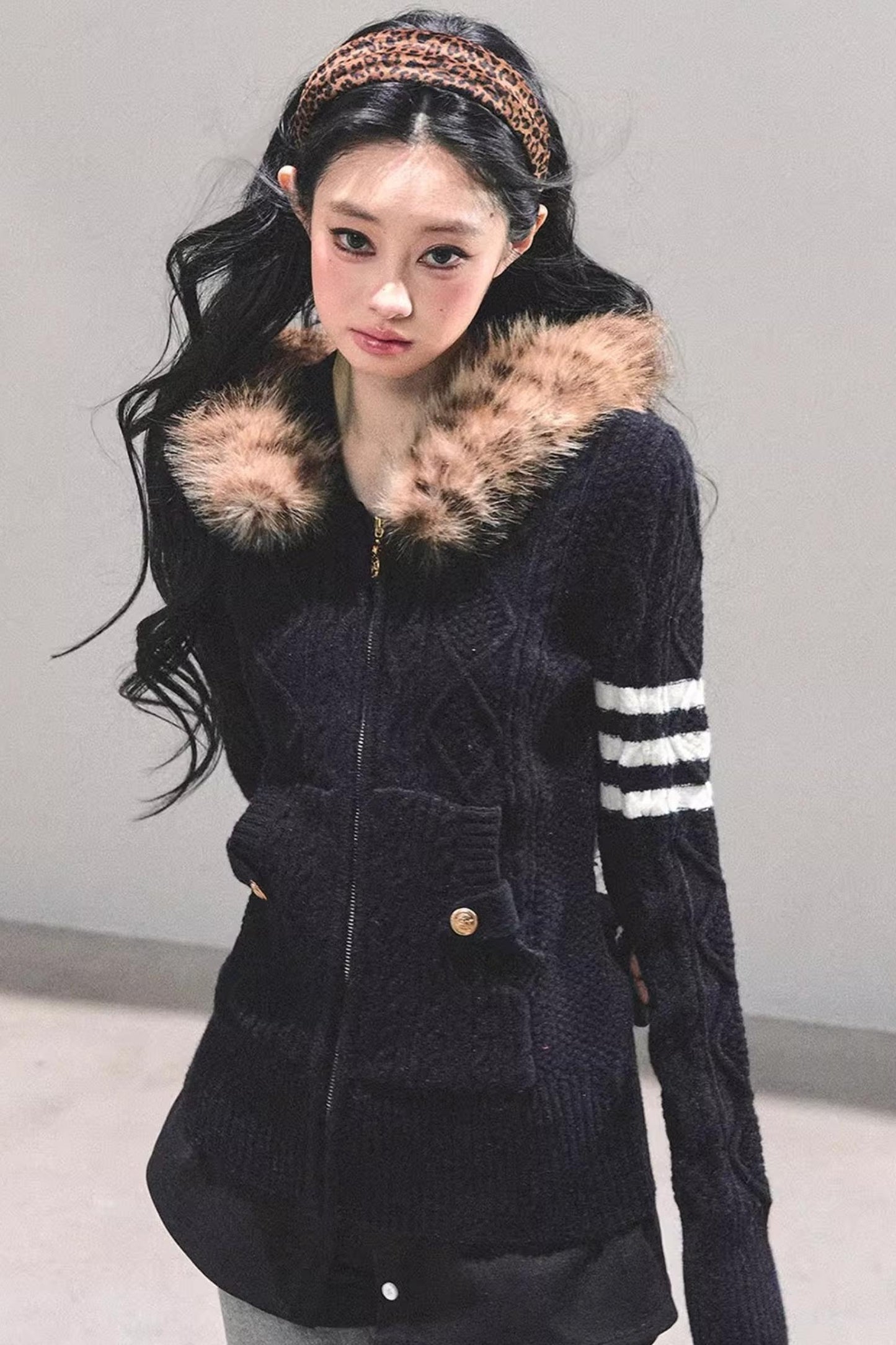 American-Style Hooded Knit Sweater