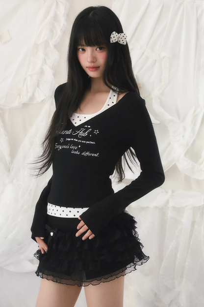 Polka Dot Halter Blouse Set