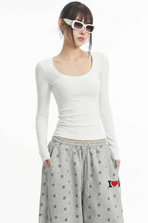 Black Slim-Fit Long-Sleeve Top