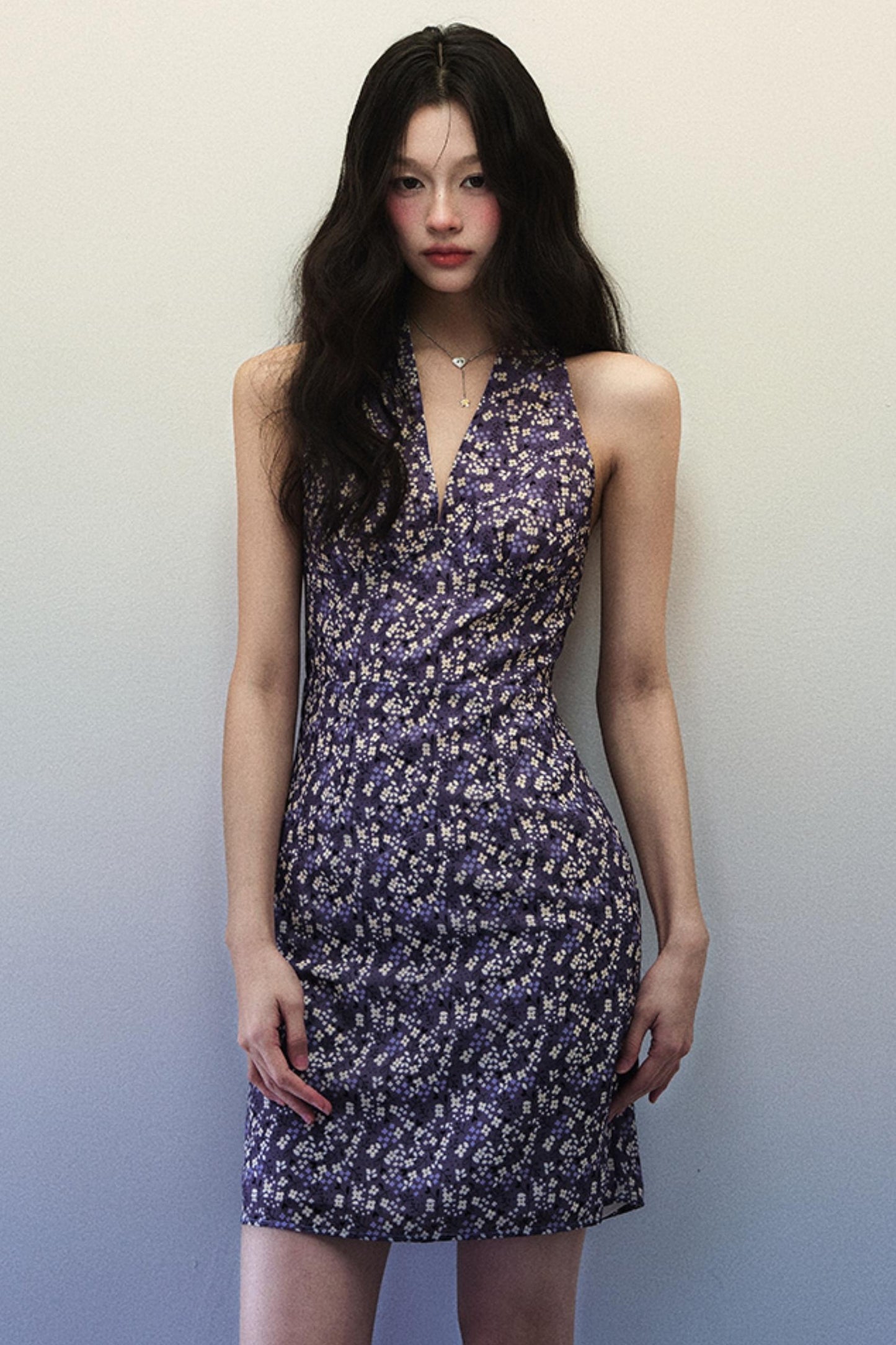 Summer Purple Floral Dress